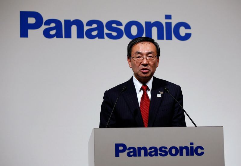 FILE PHOTO: Panasonic Corp President Tsuga attends a joint news