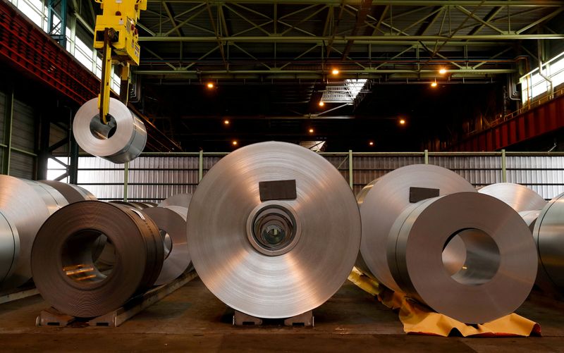 FILE PHOTO: Metal coils at ArcelorMittal’s steel plant in Ghent