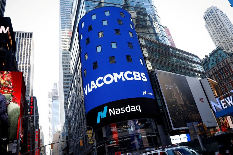 FILE PHOTO: The ViacomCBS logo is displayed on the Nasdaq