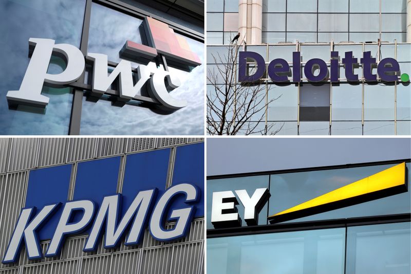 A combination of file pictures shows logos of Price Waterhouse