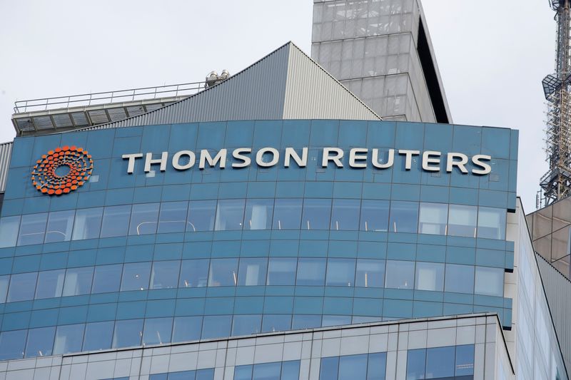 The Thomson Reuters logo is seen on the company building
