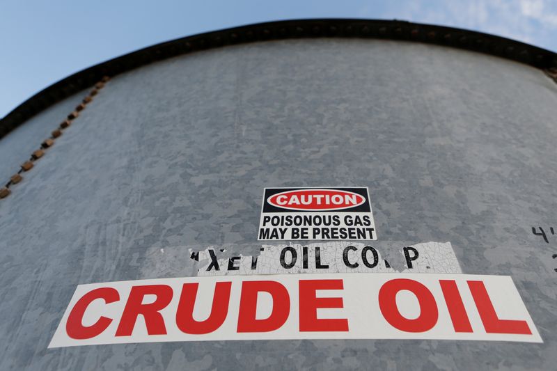 A sticker reads crude oil on the side of a