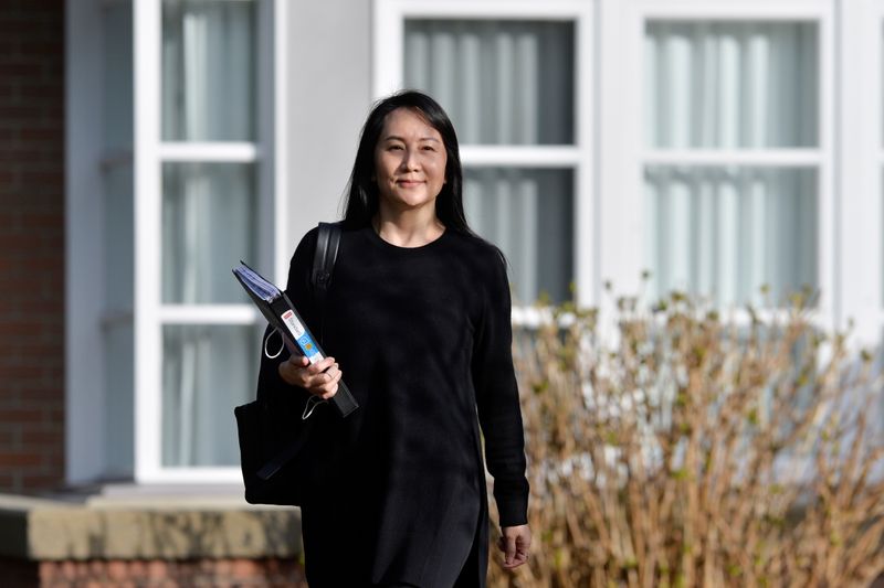 Huawei Technologies Chief Financial Officer Meng Wanzhou leaves her home