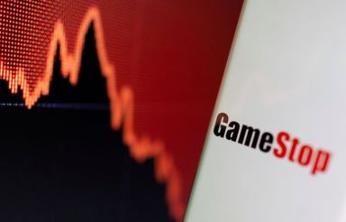 FILE PHOTO: FILE PHOTO: GameStop logo is seen near displayed