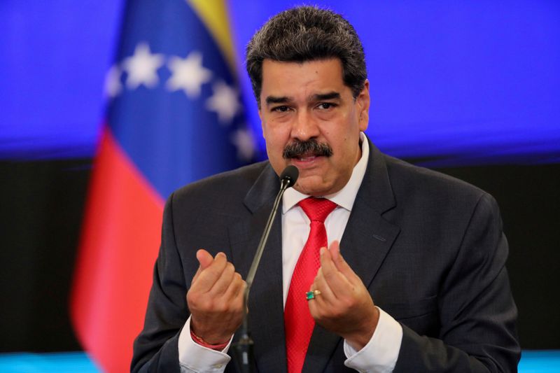 FILE PHOTO: Venezuelan President Nicolas Maduro holds a news conference