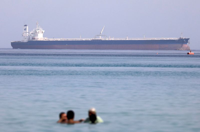 FILE PHOTO: A tanker crosses the Gulf of Suez towards