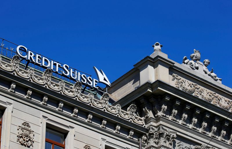 FILE PHOTO: Logo of Swiss bank Credit Suisse is seen
