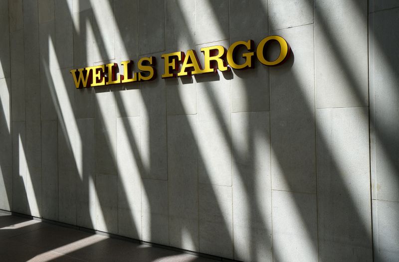 FILE PHOTO: The sign outside the Wells Fargo & Co.