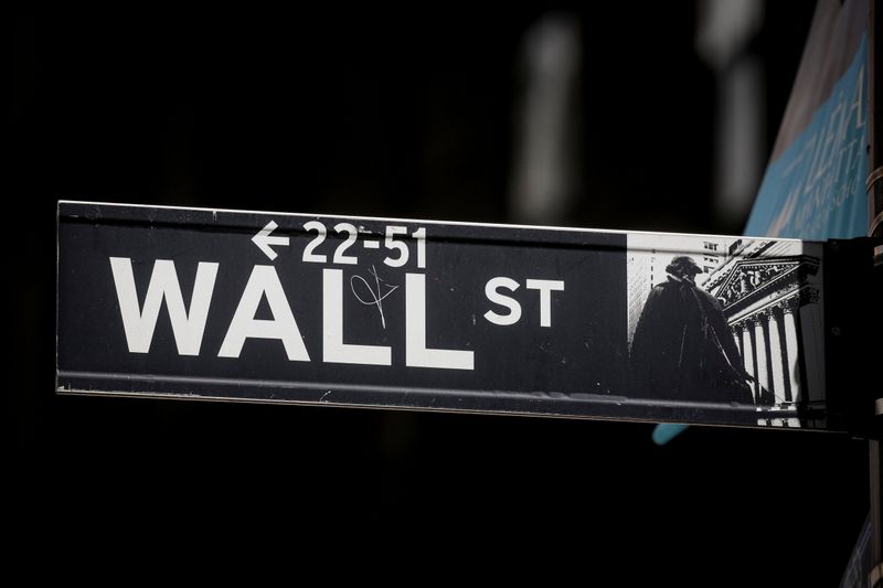 The Wall St. sign is seen near the NYSE in