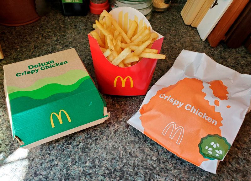 McDonald’s Crispy Chicken Sandwiches and fries are pictured in New