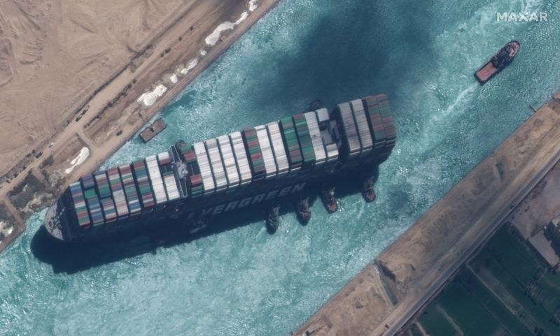 Ever Given container ship is pictured in Suez Canal