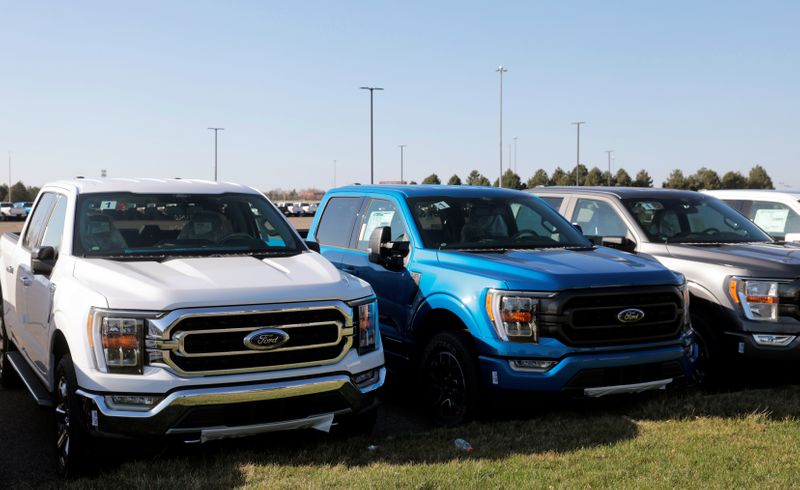 Newly manufactured Ford Motor Co. 2021 F-150 pick-up trucks are