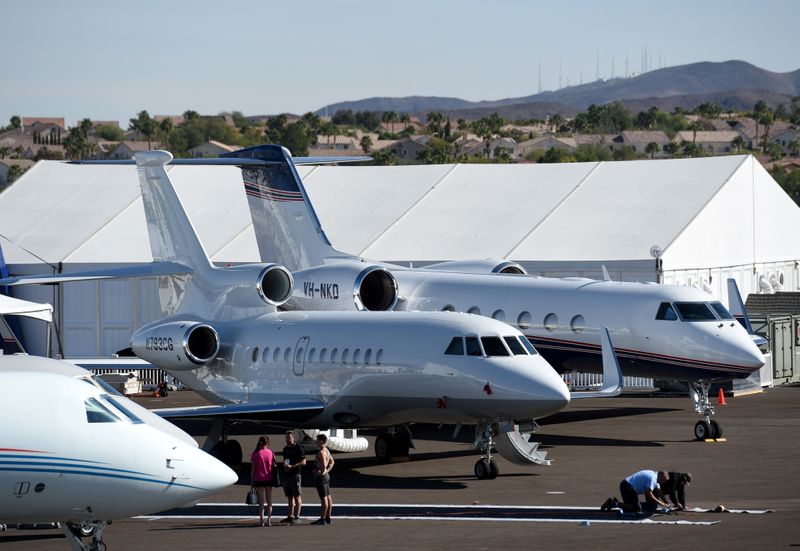 FILE PHOTO: Business jets are seen at the NBAA exhibition