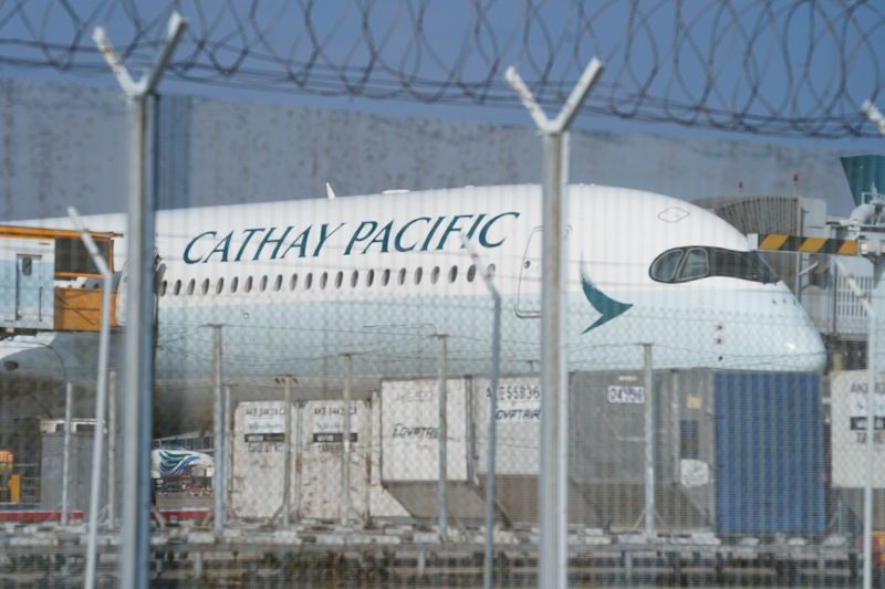 FILE PHOTO: Cathay Pacific aircraft is seen at Hong Kong
