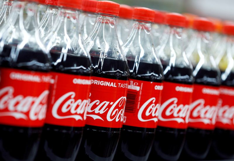 FILE PHOTO: Bottles of Coca-Cola are seen at a Carrefour