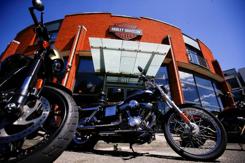FILE PHOTO: Harley Davidson motorcycles are displayed for sale at