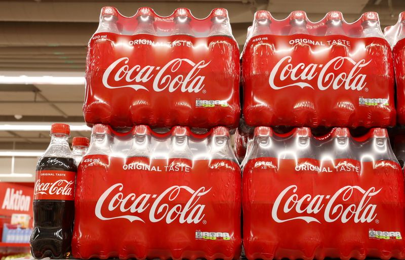FILE PHOTO: Bottles of Coca-Cola are displayed at a supermarket