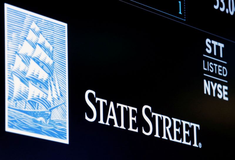 FILE PHOTO: The ticker and logo for State Street Corporation
