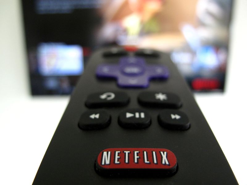 FILE PHOTO: The Netflix logo is pictured on a television