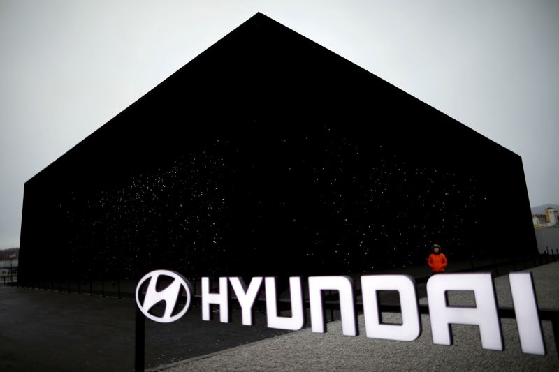 FILE PHOTO: A Hyundai Motor booth is seen near the