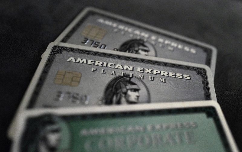 File photo of credit cards of American Express in this