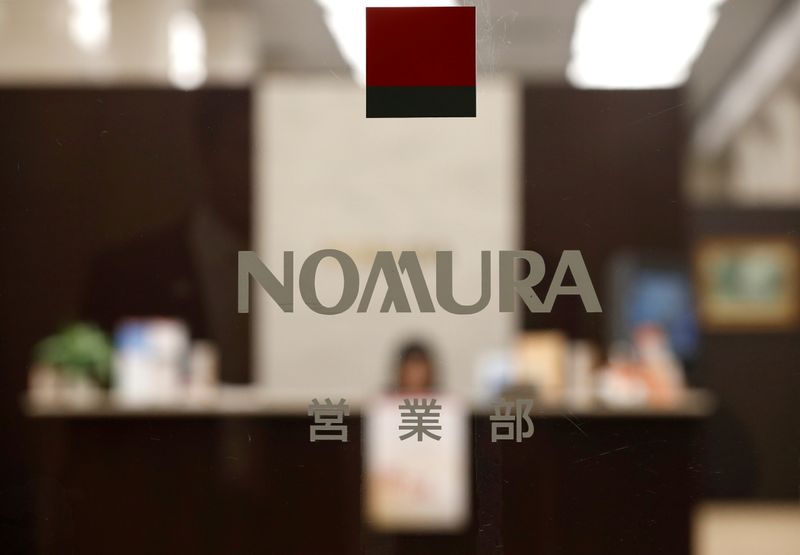 FILE PHOTO: Logo of Nomura Securities is seen at the