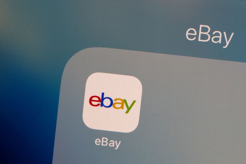 FILE PHOTO: The eBay logo is pictured on a phone