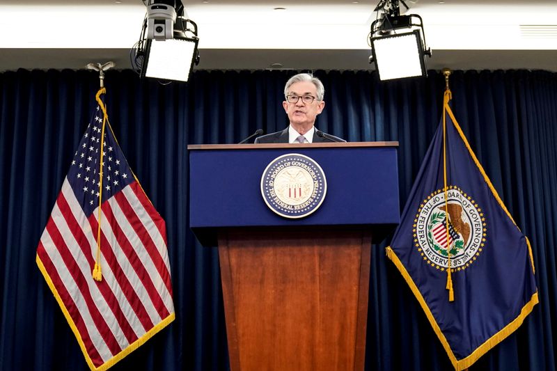 FILE PHOTO: Federal Reserve Chair Jerome Powell holds news conference