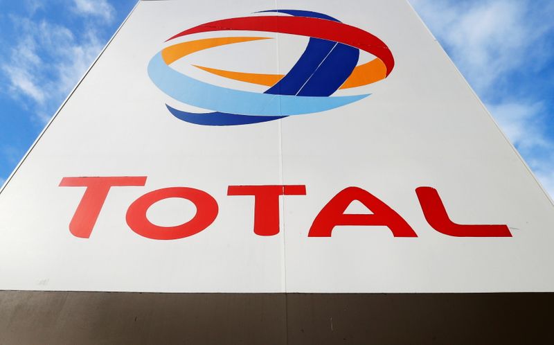 FILE PHOTO: The logo of French oil giant Total is