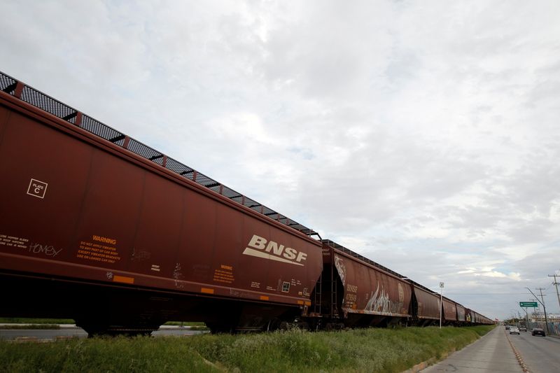 FILE PHOTO: A freight train of BNSF Railway Company is