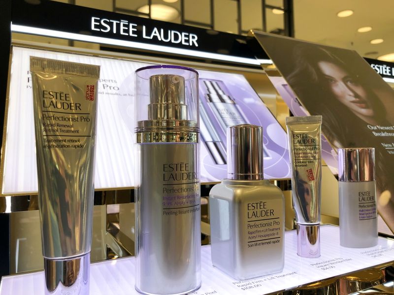 FILE PHOTO: An Estee Lauder cosmetics counter is seen in