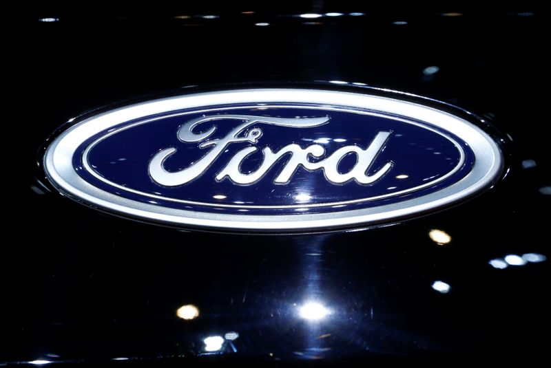 FILE PHOTO: A logo of Ford is pictured on a