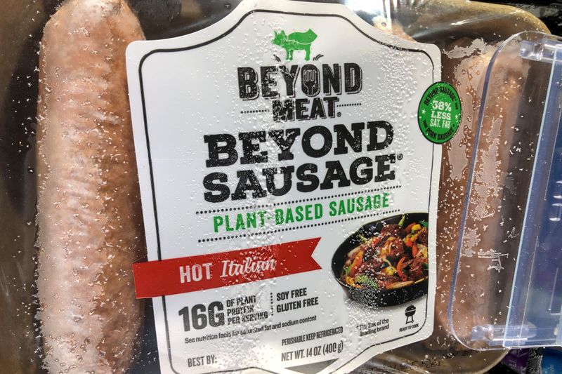 FILE PHOTO: Vegetarian sausages from Beyond Meat Inc, the vegan