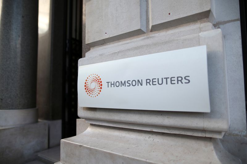 FILE PHOTO: The logo of Thomson Reuters is pictured at