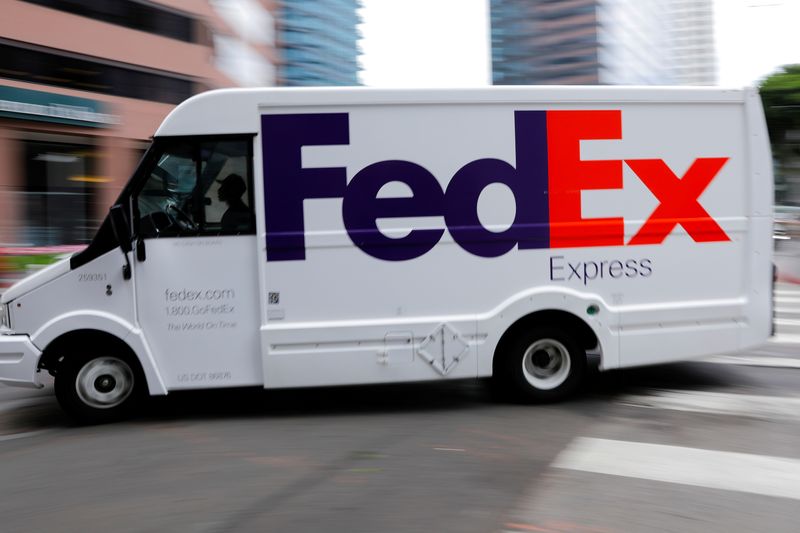 FILE PHOTO: A FedEx truck is driven through downtown in