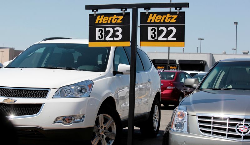 FILE PHOTO: Hertz rental cars are parked in a rental