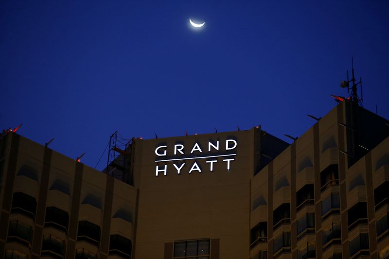 The exterior of the Grand Hyatt hotel is pictured during