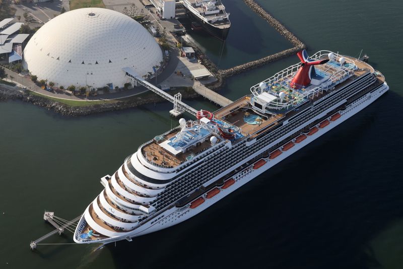 A Carnival cruise ship is docked, amid the coronavirus disease