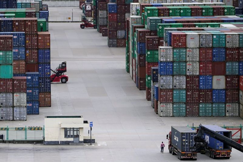 FILE PHOTO: Containers are seen at the Yangshan Deep-Water Port