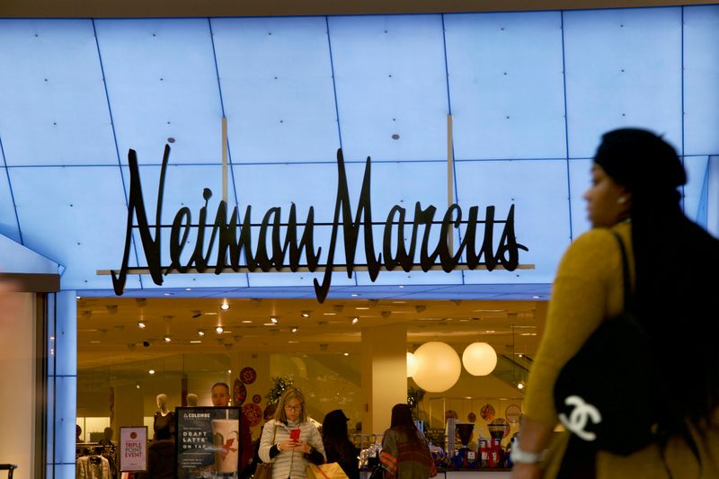 FILE PHOTO: Shoppers enter and exit the Neiman Marcus at
