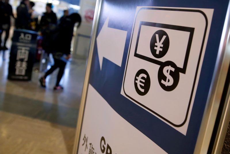 FILE PHOTO: Currency signs of Japanese Yen, Euro and the