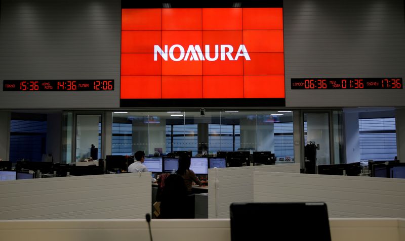 FILE PHOTO: Nomura Securities trading floor is pictured at the