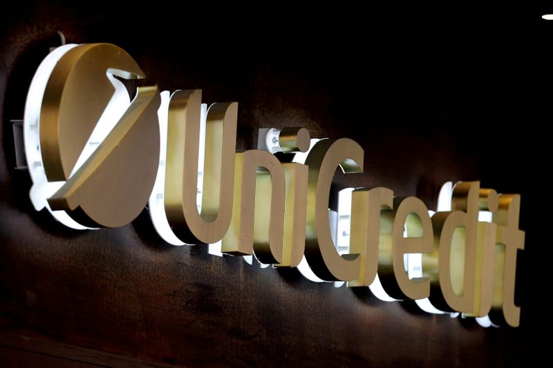 FILE PHOTO: FILE PHOTO: Unicredit bank logo is seen in