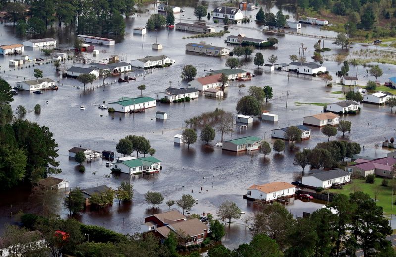 FILE PHOTO: Houses sit in floodwater caused by Hurricane Florence,