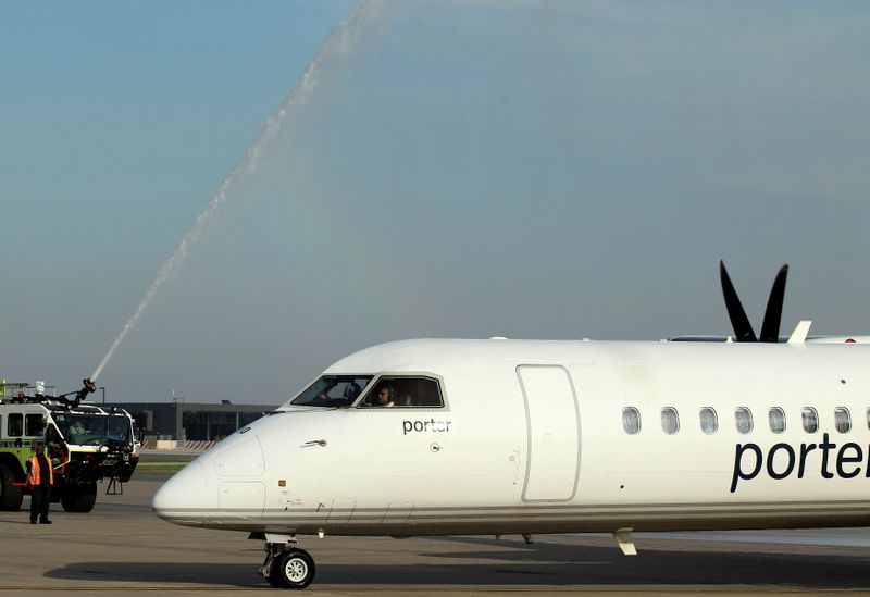 FILE PHOTO: Porter Airlines inaugural flight 723 arrives at Dulles