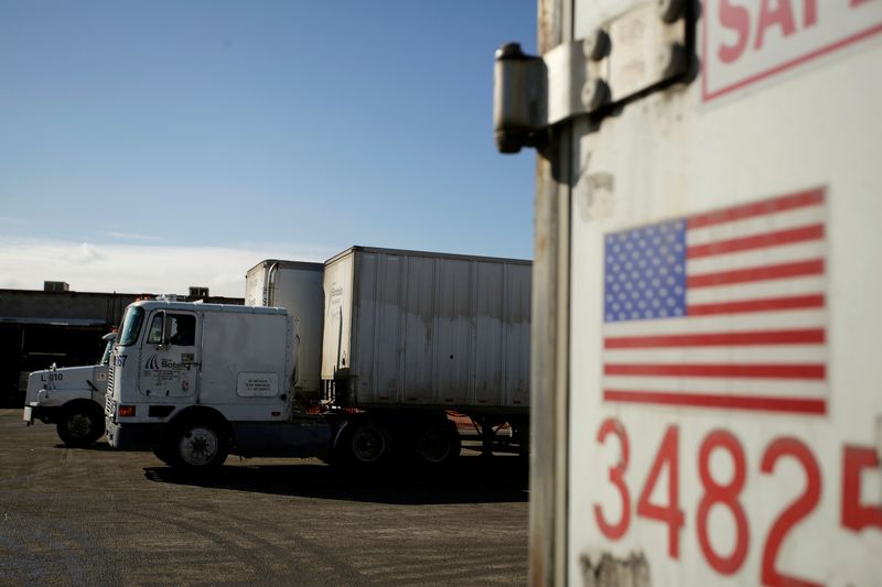 FILE PHOTO: A U.S. flag is picture on a truck