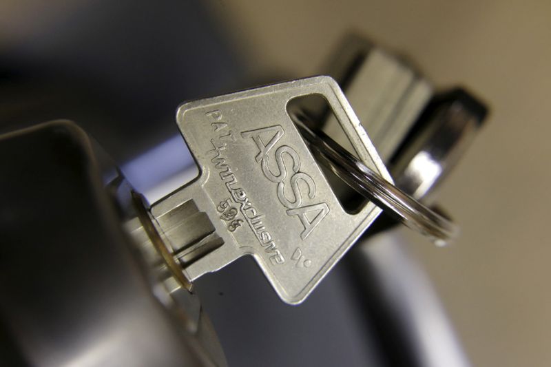 FILE PHOTO: An Assa Abloy lock is displayed in a