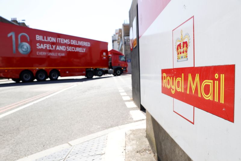 FILE PHOTO: The logo of Royal Mail is seen outside