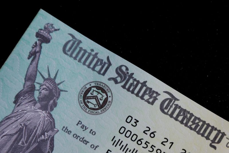 FILE PHOTO: A family’s stimulus check from the U.S. Treasury