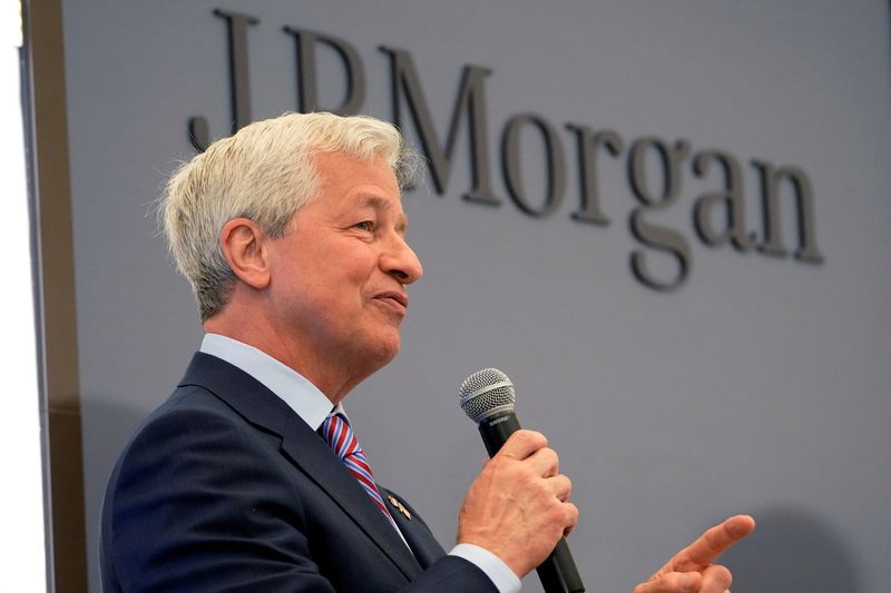 FILE PHOTO: JP Morgan CEO Jamie Dimon delivers a speech